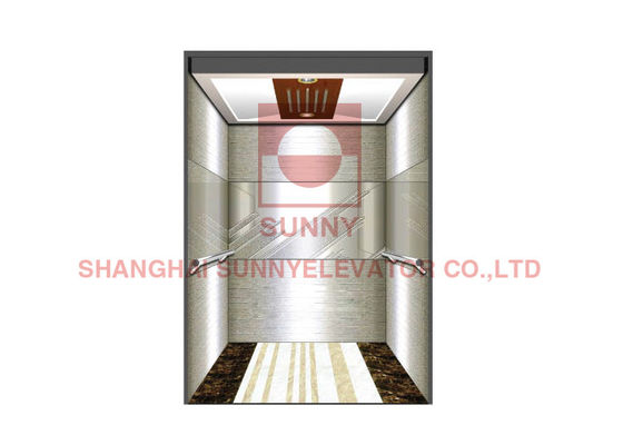 380V লোড 2000 কেজি 2.5 মি / এস ভিভিভিএফ ড্রাইভিং মেশিন রুম লিফ্ট স্টেইনলেস স্টিল
